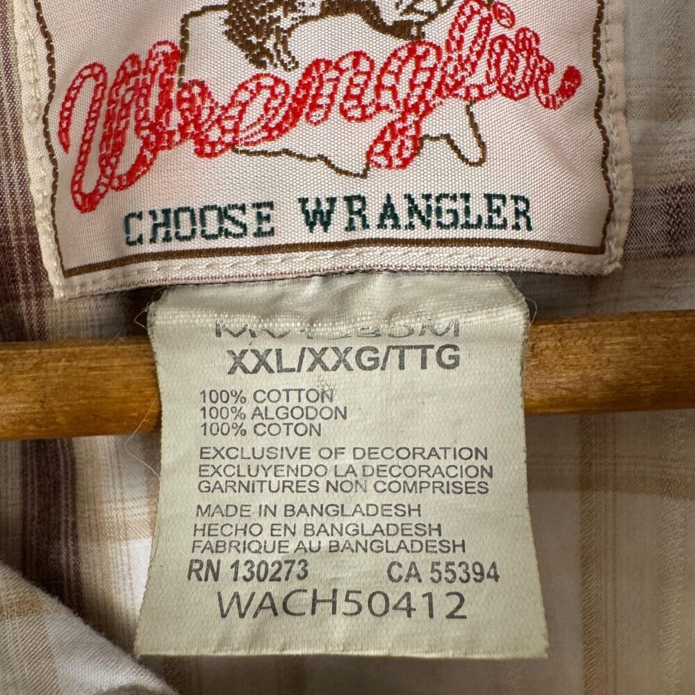 Vintage 90s Snap Shirt, Wrangler Plaid Button Down, Mens Western Clothing - Picture 8 of 8